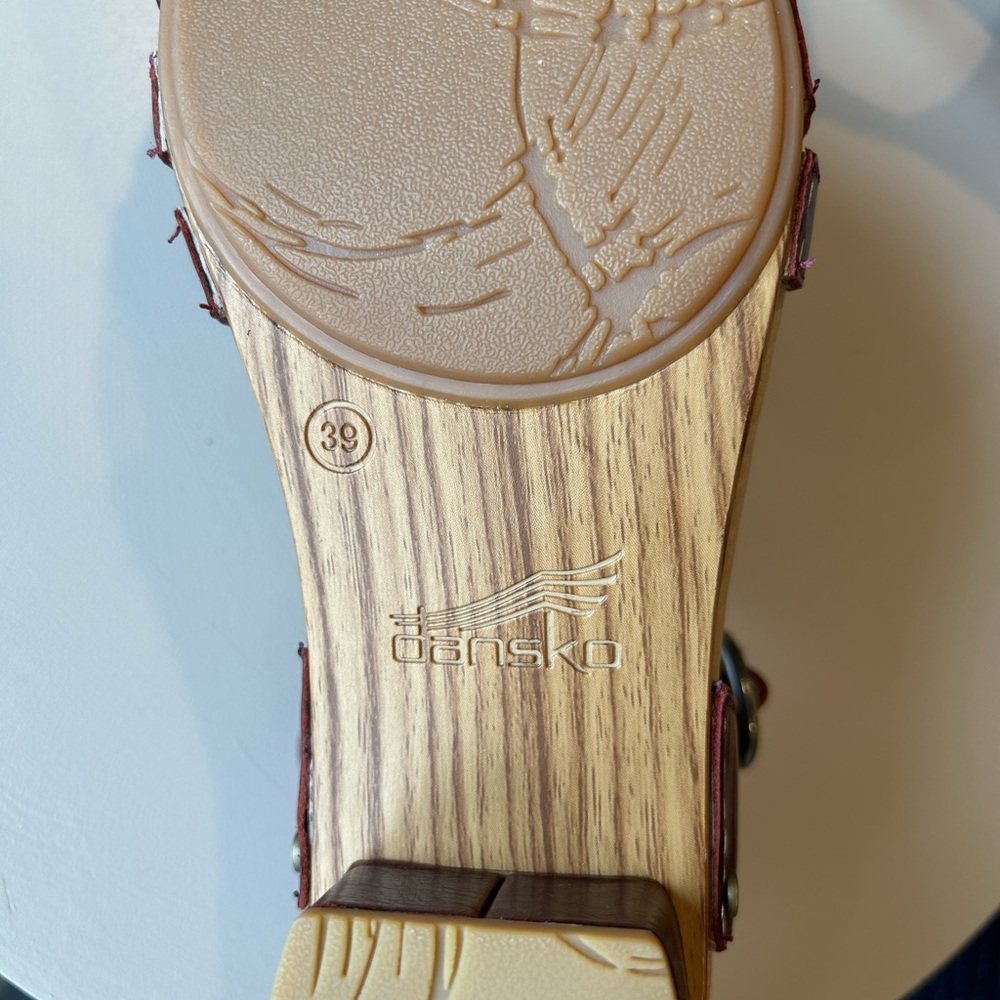 Dansko Burgundy Leather T-Strap Sandals - Picture 6 of 6